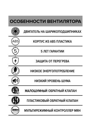 Вентилятор накладной BREEZE D125 обр.клапан MRH DICITI