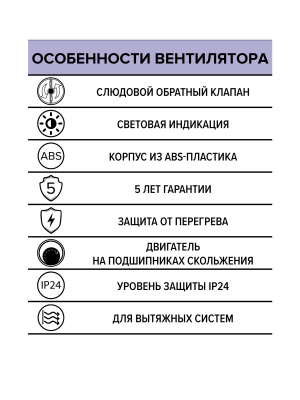 Вентилятор накладной STANDARD D125 обр.клапан ERA