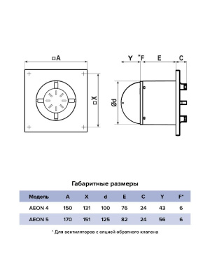 Вентилятор накладной AEON D125 обр.клапан DICITI