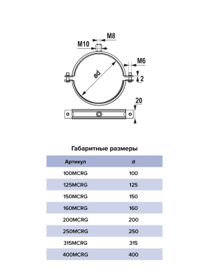 Хомут монтажный D315 уплотнитель универсальная гайка М10, М8 ERA PRO