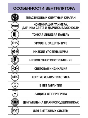 Вентилятор накладной SLIM D125 обр.клапан MRH DICITI